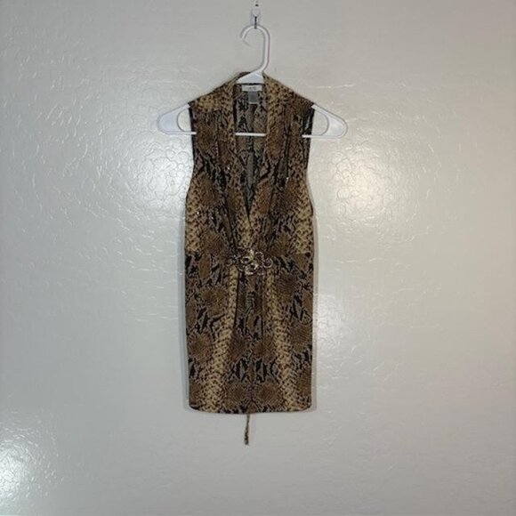Cache Shirt Womens Large Brown Snake Print Sleeveless Ring Detail Made in USA - Picture 1 of 7